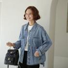 Flap-pocket Denim Shirt Jacket Blue - One Size