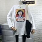 Long-sleeve Print T-shirt As Shown In Figure - One Size