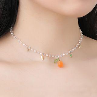 Orange Resin Pendant Alloy Bracelet / Necklace