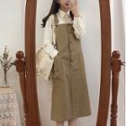 Plain Shirt / Midi A-line Pinafore Dress / Set