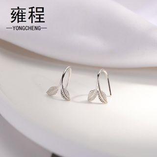 Leaf Drop Earring 1 Pair - Stud Earring - Leaf - Silver - One Size