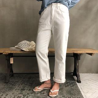 Mid-rise Straight-cut Cotton Pants