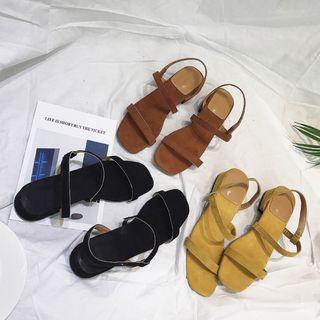 Faux Suede Low Heel Sandals