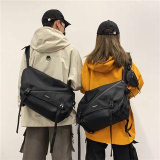 Nylon Buckled Messenger Bag Black - One Size