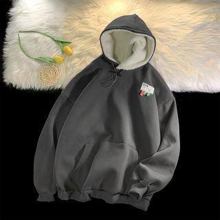 Fleece-lined Lettering Tag Hoodie