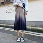 Gradient Midi A-line Pleated Skirt