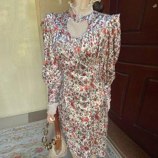Floral Cutout Midi A-line Dress