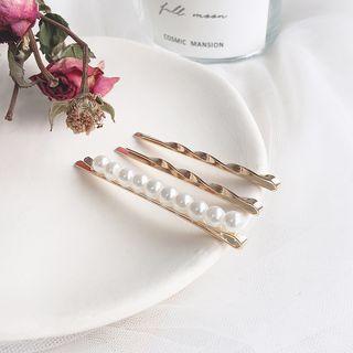 Set: Faux Pearl Hair Clip Set - As Shown In Figure - One Size