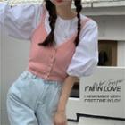 Puff-sleeve Top / Button-up Camisole Top