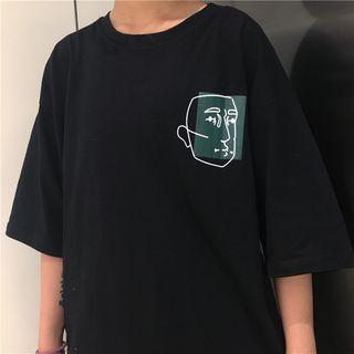 Loose-fit Short-sleeve Print T-shirt Black - One Size