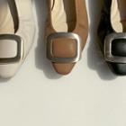 Buckle-accent Banded Pleather Flats