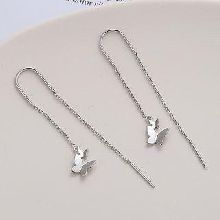 Butterfly Threader Earring 1 Pair - Threder - Butterfly & Tassel - Silver - One Size