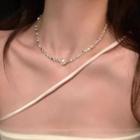 Faux Pearl Pendant Necklace Silver & White - One Size