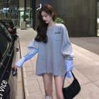Mock Two Piece Striped Long-sleeve Top As Shown In Figure - One Size