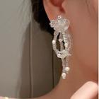 Bead Floral Drop Earring White - One Size