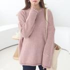Round-neck Waffle-knit Boxy Sweater