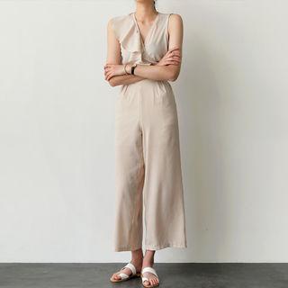 Sleeveless Frilled-trim Jumpsuit