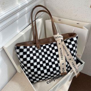 Check Fleece Tote Bag