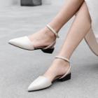 Genuine Leather Ankle Strap Pointed Flat Sandals
