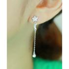 Crescent & Star Silver Drop Earrings One Size