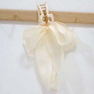 Ribbon Fabric Hair Clamp Beige - One Size