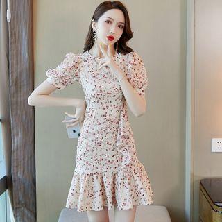 Short-sleeve Printed Mini Mermaid Dress