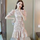 Short-sleeve Printed Mini Mermaid Dress