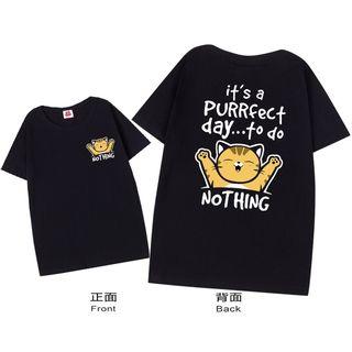 Couple Matching Short-sleeve Cartoon Kitten T-shirt