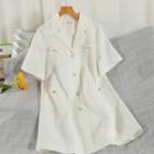 Short-sleeve Button Up Coat Dress