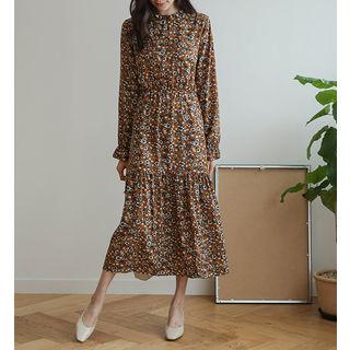 Frill-trim Floral Maxi Dress