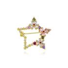 Simple And Fashion Plated Gold Star Flower Brooch With Colorful Cubic Zirconia Golden - One Size