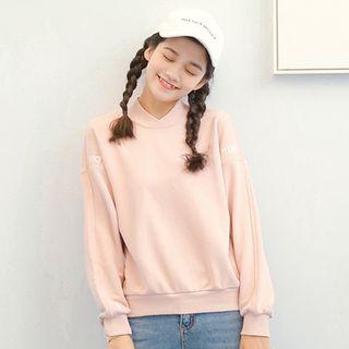 Mock Neck Embroidery Pullover