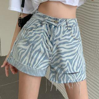 Zebra Denim Shorts