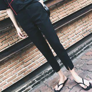 Front-slit Cropped Straight-fit Pants