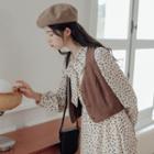 Set: Floral Midi A-line Dress + Vest