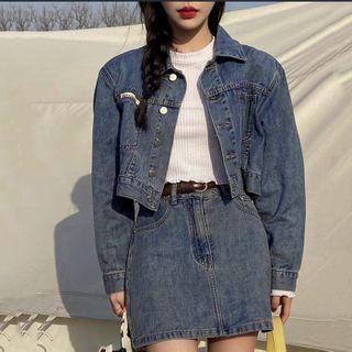 Denim Crop Jacket / Mini Skirt