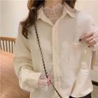 Plain Shirt / Long-sleeve Lace Top