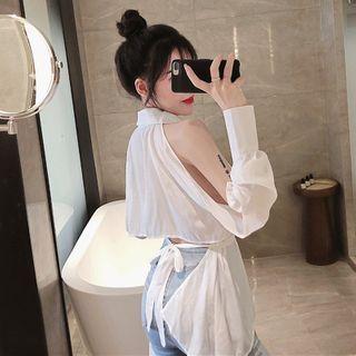Cold-shoulder Tie-back Shirt