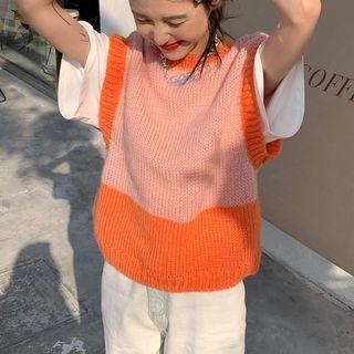 Two-tone Knit Vest As Figure - One Size