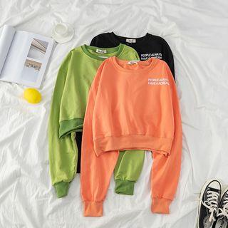 Long-sleeve Lettering Cropped Pullover