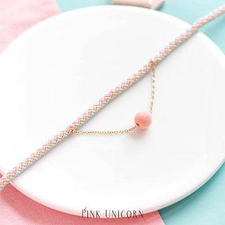 Pom Pom Pendant Choker 1 Pair - Pink - One Size