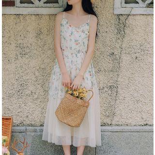 Floral Mesh Strappy Dress