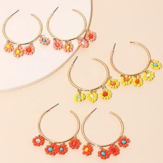 Floral Open Hoop Ear Stud
