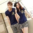 Couple Matching Camouflage Panel Short-sleeve T-shirt