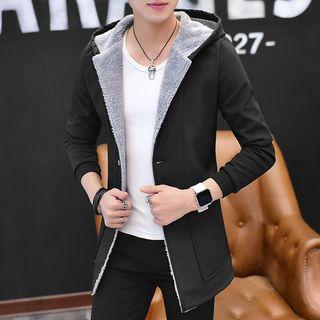 Fleece-lined Buttoned Hooded Coat