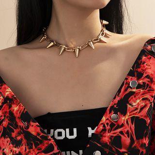 Spiked Chain Necklace 3515 - Gold - One Size