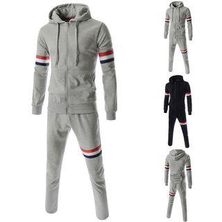 Set: Striped Zip Hoodie + Sweatpants