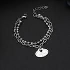 Couple Matching Layered Chain Bracelet Silver - One Size
