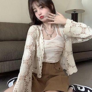 Halter Tie-dye Cropped Camisole Top / Cardigan