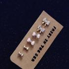 Set Of 3: Bow Stud Earrings